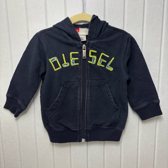 Diesel Unisex Kids Baby Navy Blue Sweatshirt-Hoodie Size 12M - Picture 1 of 11